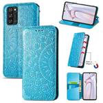 For Blackview A100 Blooming Mandala Embossed Pattern Magnetic Horizontal Flip Leather Case with Holder & Card Slots & Wallet(Blue)