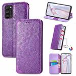 For Blackview A100 Blooming Mandala Embossed Pattern Magnetic Horizontal Flip Leather Case with Holder & Card Slots & Wallet(Purple)