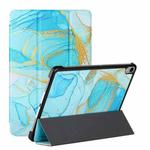 Silk Texture Colored Drawing Pattern Horizontal Flip Magnetic PU Leather Tablet Case with Three-folding Holder & Sleep / Wake-up Function For iPad mini 6(Marble Sands Blue)