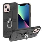 For iPhone 13 mini War-god Armor TPU + PC Shockproof Magnetic Protective Case with Ring Holder (Black)