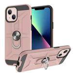 For iPhone 13 mini War-god Armor TPU + PC Shockproof Magnetic Protective Case with Ring Holder (Rose Gold)