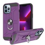 For iPhone 13 Pro War-god Armor TPU + PC Shockproof Magnetic Protective Case with Ring Holder (Purple)