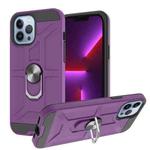 For iPhone 13 Pro Max War-god Armor TPU + PC Shockproof Magnetic Protective Case with Ring Holder (Purple)