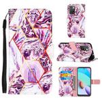 For Xiaomi Redmi 10 Marble Stitching Horizontal Flip PU Leather Case with Holder & Card Slots & Wallet & Lanyard(Purple)