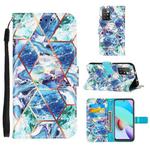 For Xiaomi Redmi 10 Marble Stitching Horizontal Flip PU Leather Case with Holder & Card Slots & Wallet & Lanyard(Blue Green)