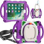 Cute Cat King Kids Shockproof Silicone Tablet Case with Holder & Shoulder Strap & Handle For iPad mini 2019 / 4 / 3 / 2 / 1(Purple)