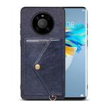 For Huawei Mate 40 Litchi Texture Silicone + PC + PU Leather Back Cover Shockproof Case with Card Slot(Blue)