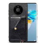 For Huawei Mate 40 Pro Litchi Texture Silicone + PC + PU Leather Back Cover Shockproof Case with Card Slot(Black)