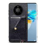 For Huawei Mate 40 Pro+ Litchi Texture Silicone + PC + PU Leather Back Cover Shockproof Case with Card Slot(Black)