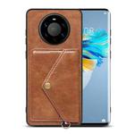 For Huawei Mate 40 Pro+ Litchi Texture Silicone + PC + PU Leather Back Cover Shockproof Case with Card Slot(Brown)