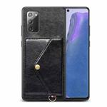 For Samsung Galaxy Note20 Litchi Texture Silicone + PC + PU Leather Back Cover Shockproof Case with Card Slot(Black)