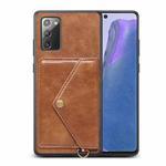 For Samsung Galaxy Note20 Litchi Texture Silicone + PC + PU Leather Back Cover Shockproof Case with Card Slot(Brown)
