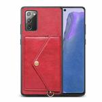 For Samsung Galaxy Note20 Litchi Texture Silicone + PC + PU Leather Back Cover Shockproof Case with Card Slot(Red)
