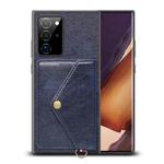 For Samsung Galaxy Note20 Ultra Litchi Texture Silicone + PC + PU Leather Back Cover Shockproof Case with Card Slot(Blue)