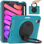 For iPad mini 6 Shockproof TPU + PC Protective Tablet Case with 360 Degree Rotation Foldable Handle Grip Holder & Pen Slot(Blue)