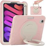 For iPad mini 6 Shockproof TPU + PC Protective Tablet Case with 360 Degree Rotation Foldable Handle Grip Holder & Pen Slot(Cherry Blossoms Pink)
