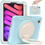 For iPad mini 6 Shockproof TPU + PC Protective Tablet Case with 360 Degree Rotation Foldable Handle Grip Holder & Pen Slot(Ice Crystal Blue)