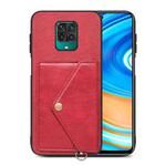 For Xiaomi Redmi Note 9 Pro Litchi Texture Silicone + PC + PU Leather Back Cover Shockproof Case with Card Slot(Red)