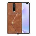 For Xiaomi Redmi K30 Litchi Texture Silicone + PC + PU Leather Back Cover Shockproof Case with Card Slot(Brown)