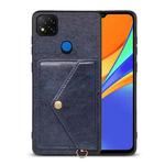 For Xiaomi Redmi 9C Litchi Texture Silicone + PC + PU Leather Back Cover Shockproof Case with Card Slot(Blue)