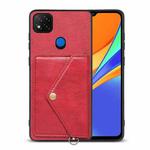 For Xiaomi Redmi 9C Litchi Texture Silicone + PC + PU Leather Back Cover Shockproof Case with Card Slot(Red)