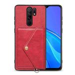 For Xiaomi Redmi 9 Litchi Texture Silicone + PC + PU Leather Back Cover Shockproof Case with Card Slot(Red)