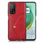 For Xiaomi Mi 10T Pro 5G Litchi Texture Silicone + PC + PU Leather Back Cover Shockproof Case with Card Slot(Red)