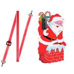 For Samsung Galaxy S21 5G Christmas Series Silicone Shockproof Case with Neck Lanyard(Santa Claus)