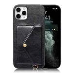 Litchi Texture Silicone + PC + PU Leather Back Cover Shockproof Case with Card Slot For iPhone 11 Pro Max(Black)