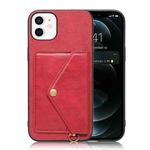 Litchi Texture Silicone + PC + PU Leather Back Cover Shockproof Case with Card Slot For iPhone 12 / 12 Pro(Red)
