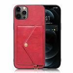 Litchi Texture Silicone + PC + PU Leather Back Cover Shockproof Case with Card Slot For iPhone 12 Pro Max(Red)