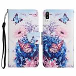 For Samsung Galaxy A01 Painted Pattern Horizontal Flip Leather Case with Holder & Card Slot & Wallet(Purple Butterfly)