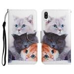 For Samsung Galaxy A01 Painted Pattern Horizontal Flip Leather Case with Holder & Card Slot & Wallet(Three Cats)