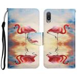 For Samsung Galaxy A02 Painted Pattern Horizontal Flip Leather Case with Holder & Card Slot & Wallet(Flamingo)