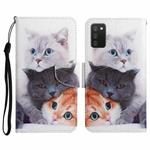 For Samsung Galaxy A03s 164mm Painted Pattern Horizontal Flip Leather Case with Holder & Card Slot & Wallet(Three Cats)