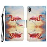 For Samsung Galaxy A10 / M10 Painted Pattern Horizontal Flip Leather Case with Holder & Card Slot & Wallet(Flamingo)