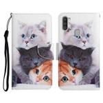 For Samsung Galaxy A11 Painted Pattern Horizontal Flip Leather Case with Holder & Card Slot & Wallet(Three Cats)