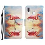 For Samsung Galaxy A20 / A30 Painted Pattern Horizontal Flip Leather Case with Holder & Card Slot & Wallet(Flamingo)