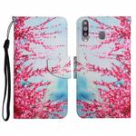For Samsung Galaxy A20s Painted Pattern Horizontal Flip Leather Case with Holder & Card Slot & Wallet(Red Cherry Blossoms)