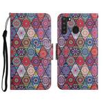 For Samsung Galaxy A21 Painted Pattern Horizontal Flip Leather Case with Holder & Card Slot & Wallet(Rhombus Kaleidoscope)
