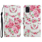 For Samsung Galaxy A21s Painted Pattern Horizontal Flip Leather Case with Holder & Card Slot & Wallet(Rose Flower)