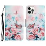For iPhone 13 Pro Max Painted Pattern Horizontal Flip Leather Case with Holder & Card Slot & Wallet (Peony Butterfly)
