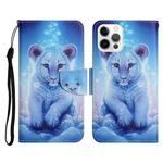 For iPhone 13 Pro Painted Pattern Horizontal Flip Leather Case with Holder & Card Slot & Wallet (Little Leopard)