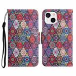 For iPhone 13 Painted Pattern Horizontal Flip Leather Case with Holder & Card Slot & Wallet(Prismatic Kaleidoscope)
