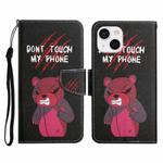 For iPhone 13 Painted Pattern Horizontal Flip Leather Case with Holder & Card Slot & Wallet(Red Bear)