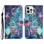 For iPhone 12 / 12 Pro Painted Pattern Horizontal Flip Leather Case with Holder & Card Slot & Wallet(Starry Mandala)