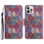 For iPhone 12 / 12 Pro Painted Pattern Horizontal Flip Leather Case with Holder & Card Slot & Wallet(Prismatic Kaleidoscope)