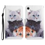 For iPhone XR Painted Pattern Horizontal Flip Leather Case with Holder & Card Slot & Wallet(Three Cats)