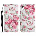 For iPhone XR Painted Pattern Horizontal Flip Leather Case with Holder & Card Slot & Wallet(Rose Flower)