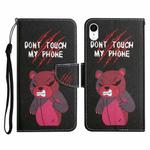 For iPhone XR Painted Pattern Horizontal Flip Leather Case with Holder & Card Slot & Wallet(Red Bear)